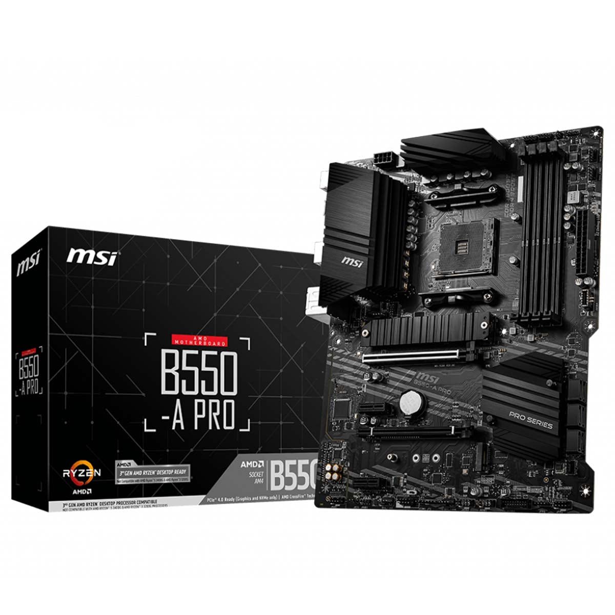 MSI B550-A PRO ATX Motherboard with DDR4 4400+MHz PCIe 4.0 Core Boost and Audio Boost
