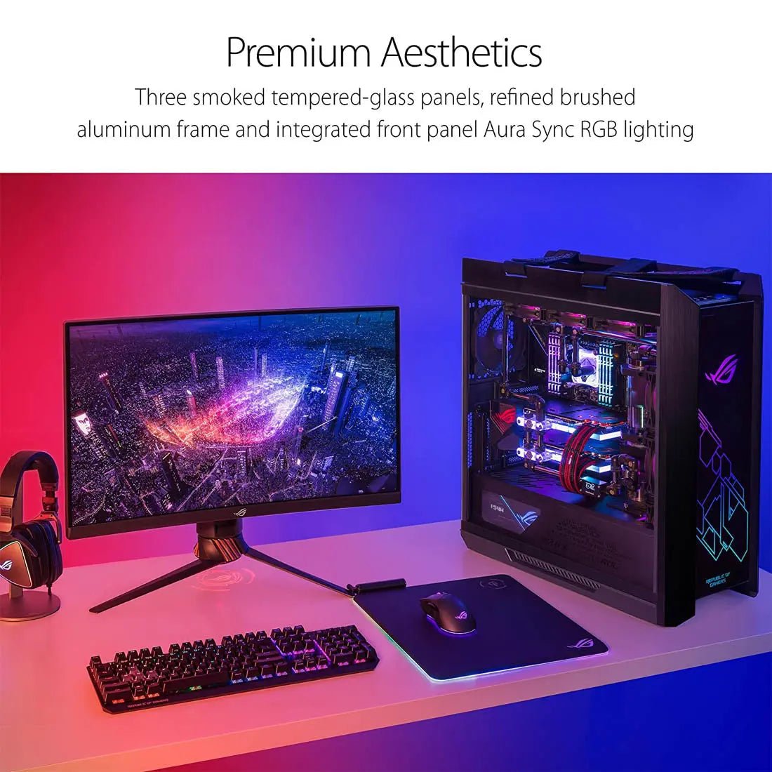 Asus ROG Strix Helios GX601 RGB Mid-Tower Cabinet with 4 Pre-Installed 140mm Fans and Gen 2 USB-C - Image 2