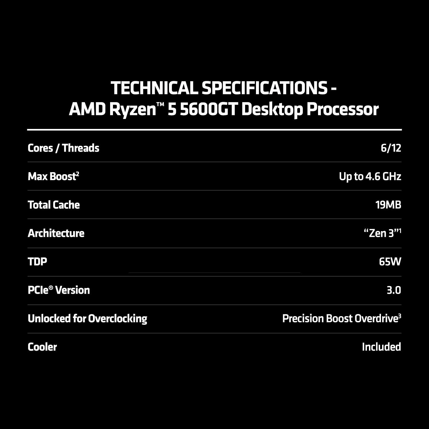 AMD Ryzen 5 5600GT 6 Cores 12 Threads 4.6GHz 19MB Cache AM4 Socket 64-bit Desktop Processor - Image 7