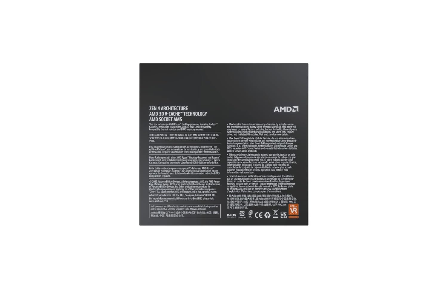 AMD Ryzen 7 7800X 3D 8 Cores 16 Threads 5.6GHz 104MB Cache AM5 Socket 64-Bit Desktop Processor - Image 4