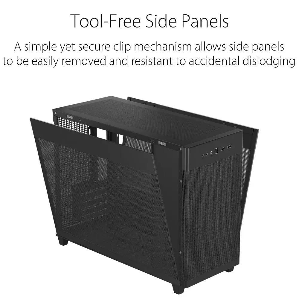 ASUS Prime AP201 Micro-ATX Cabinet with Pre-installed 120mm Fan and USB Type-C (Black) - Image 4