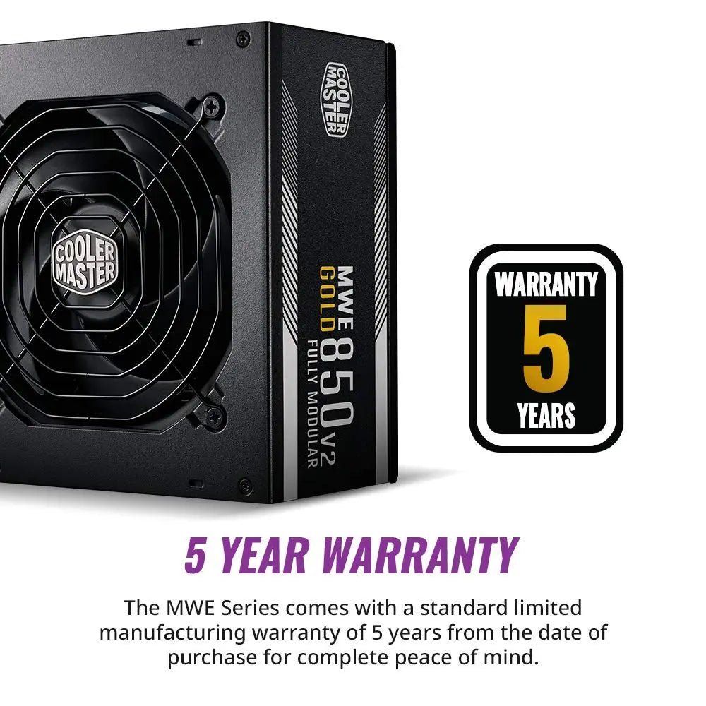 Cooler Master MWE 850 Gold V2 80 Plus Gold Certified Fully Modular ATX Power Supply Unit - Black - Image 7
