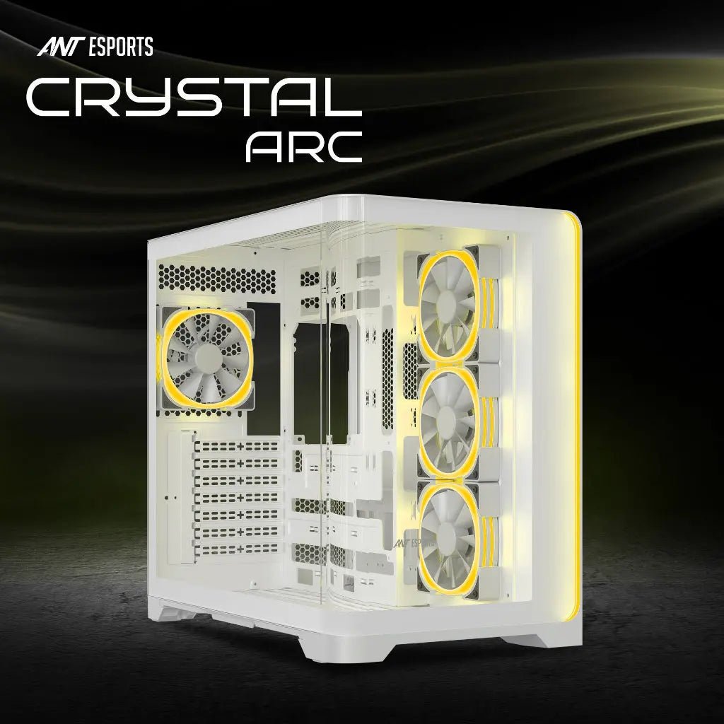 Ant Esports Crystal ARC Gaming Mid Tower Case-White