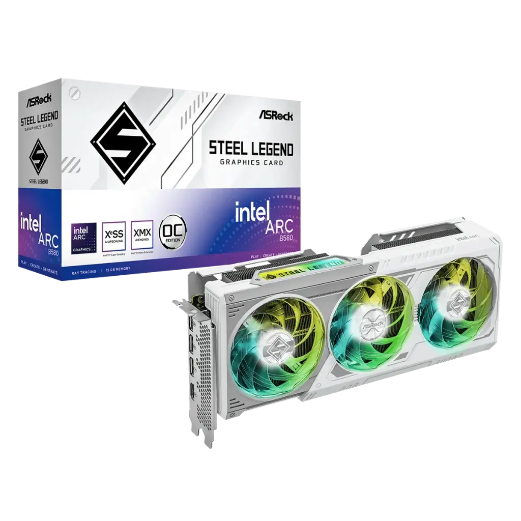 ASRock Intel Arc B580 Steel Legend 12GB OC GDDR6 192-Bit Graphics Card