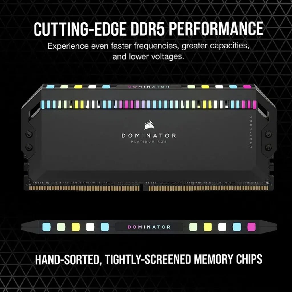 Corsair Dominator Platinum 32GB (2x16GB) DDR5 RAM 7200MHz CL34 RGB Gaming Desktop Memory - Image 2