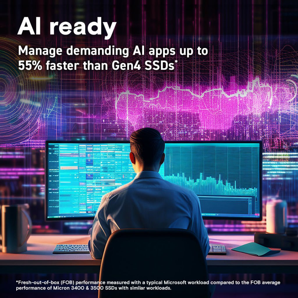Crucial T705 2TB PCIe Gen5 NVMe M.2 2280 Internal Solid State Drive - Image 2