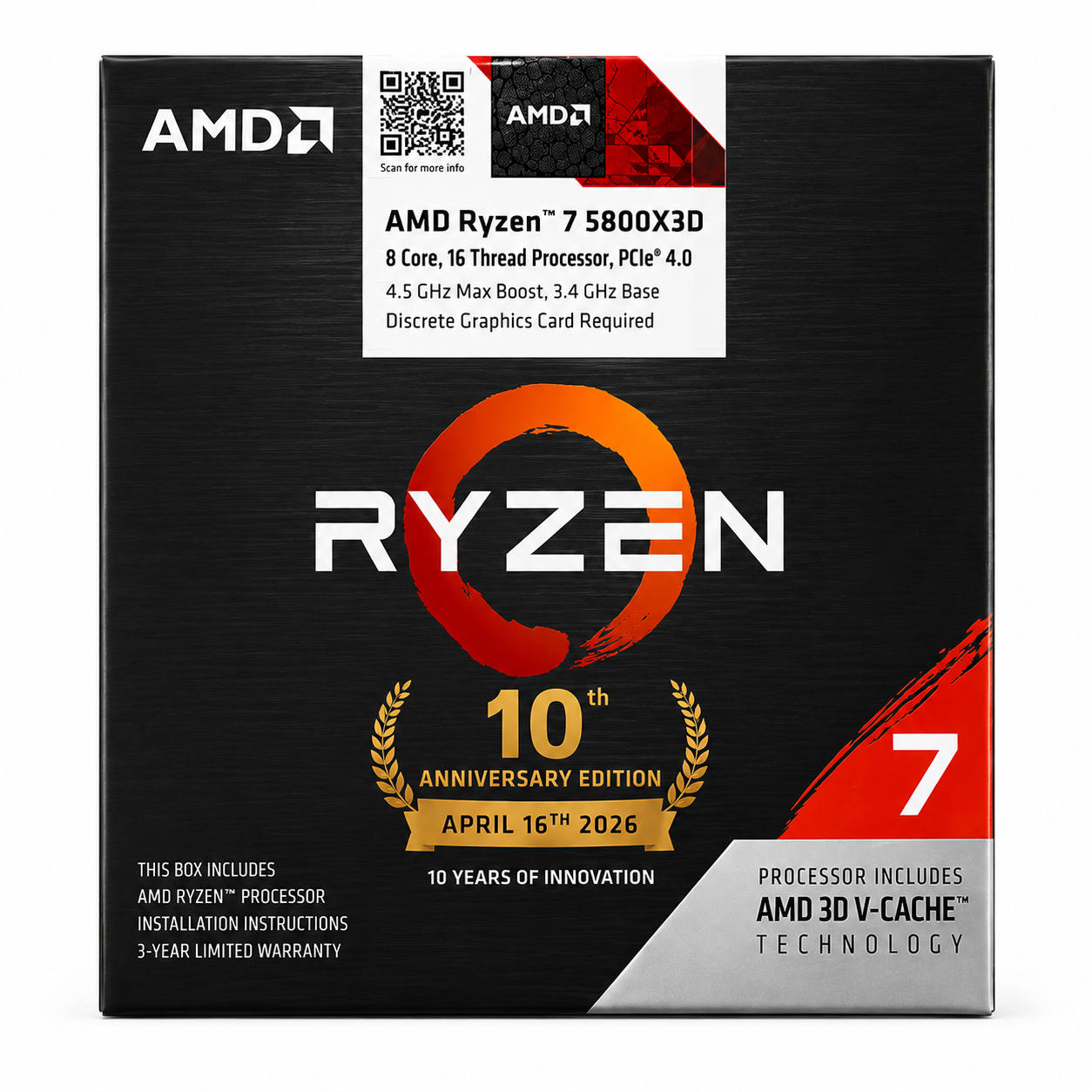 Ryzen 7 5800X3D AM4 10th Anniversary Edition Processor Brand New